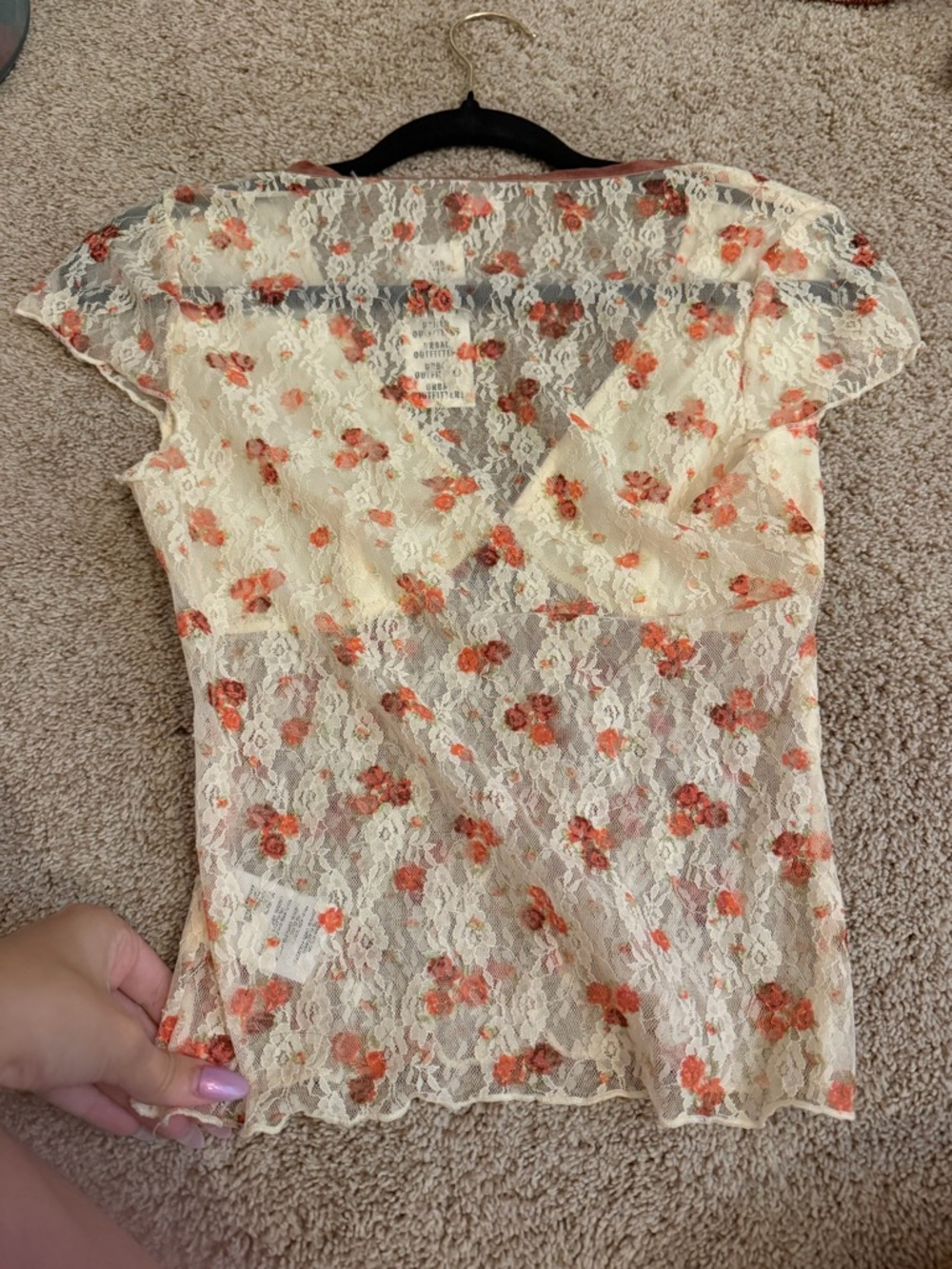 Urban Outfitters Lace Floral Tie-Front Tops — Black/Blue & Cream/Orange - Picture 4 of 7